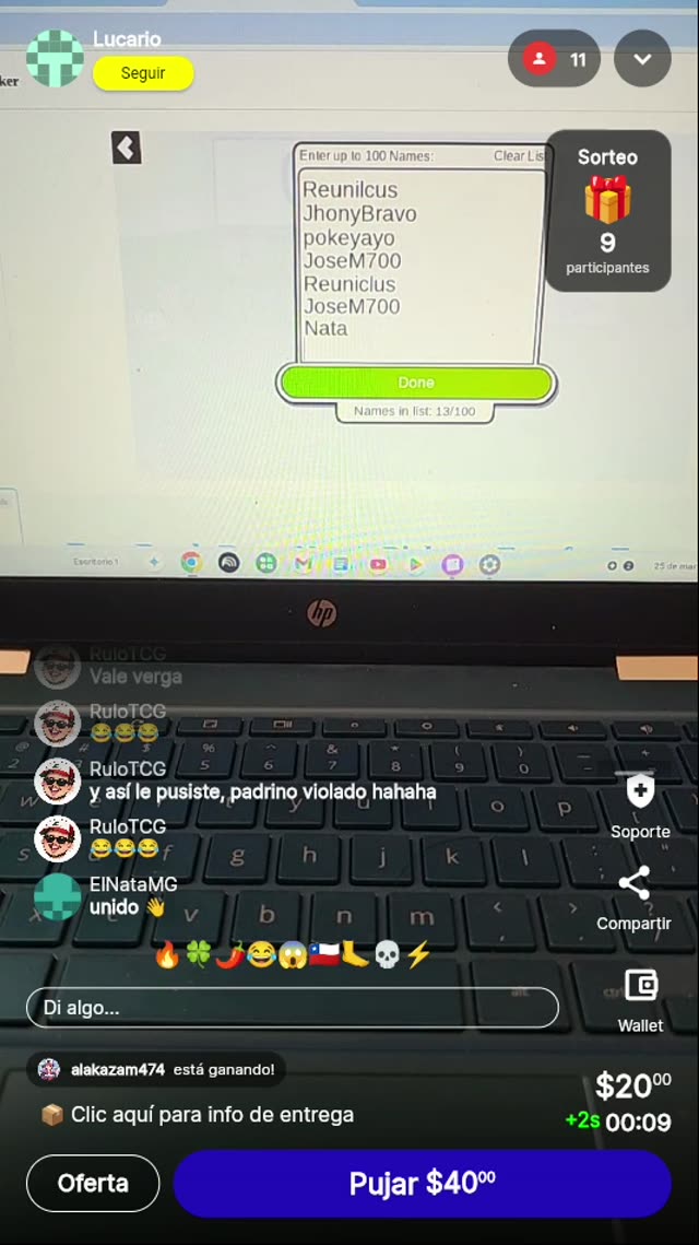 Sorteo de nombres en vivo