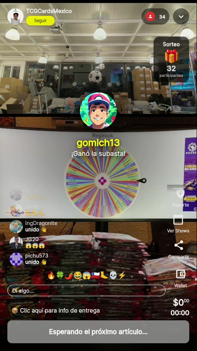 Sorteo en vivo con ruleta
