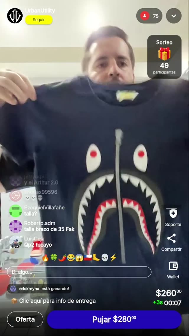 Playera BAPE Shark Talla S