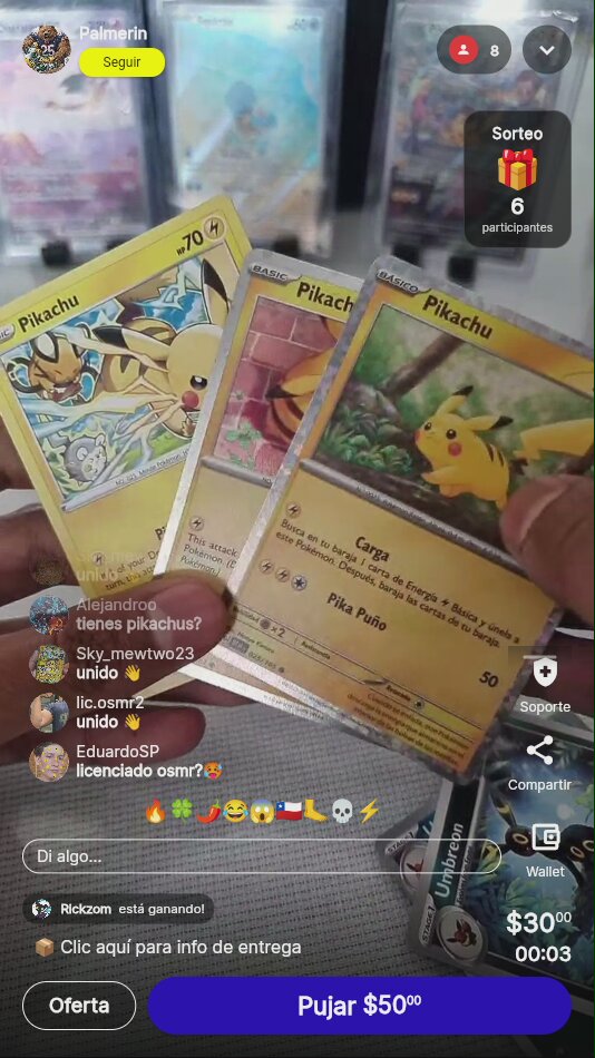 Cartas Pokémon Pikachu comunes en inglés