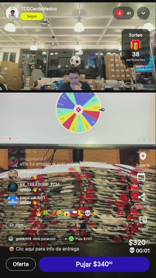 Sorteo de spots en vivo