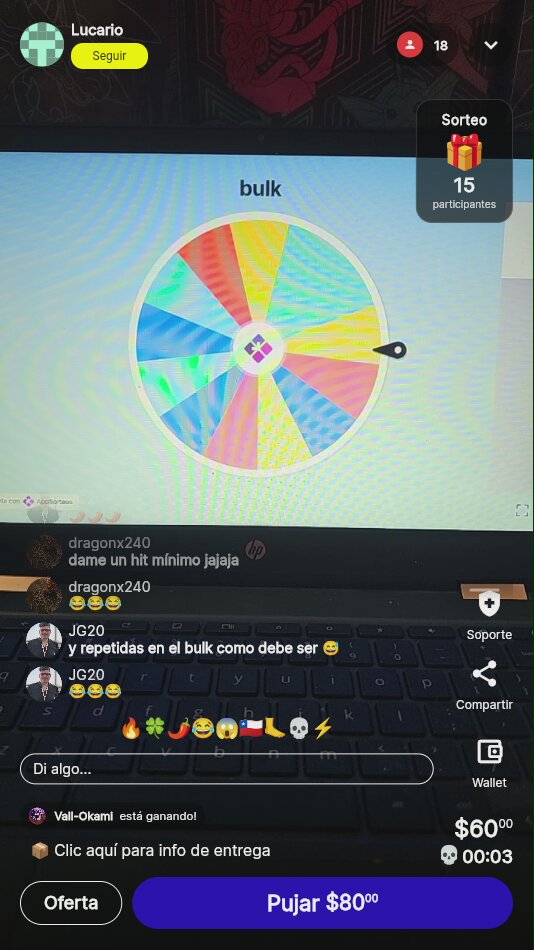 Ruleta de sorteo en vivo