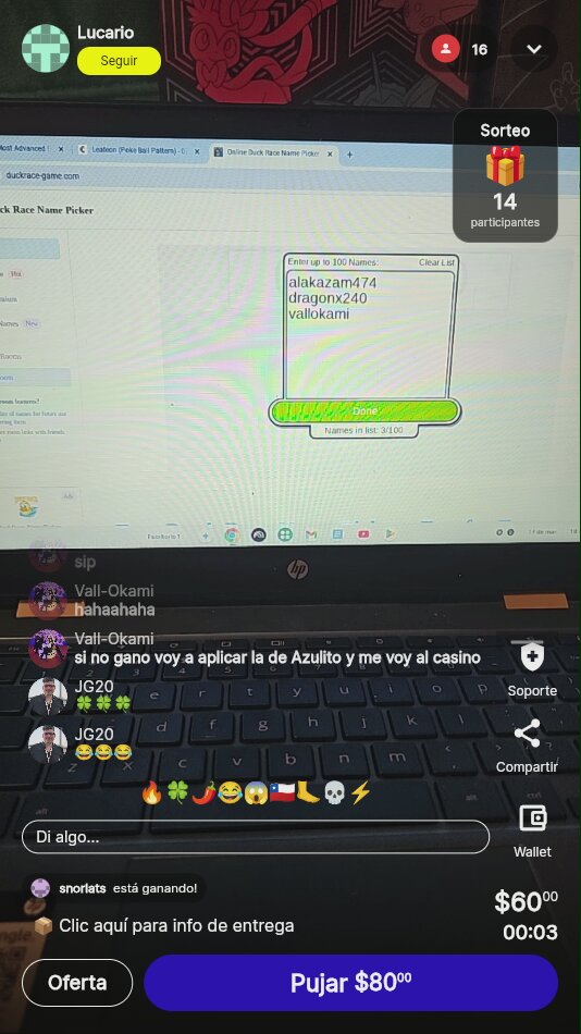 Sorteo Duck Race Online