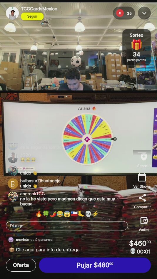 Ruleta de sorteo en vivo