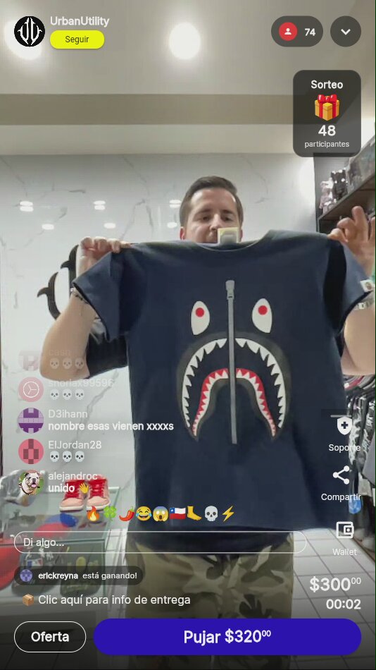 Playera BAPE Shark Talla S