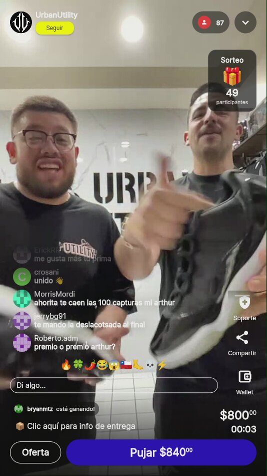 Tenis Off-White Subasta en Vivo