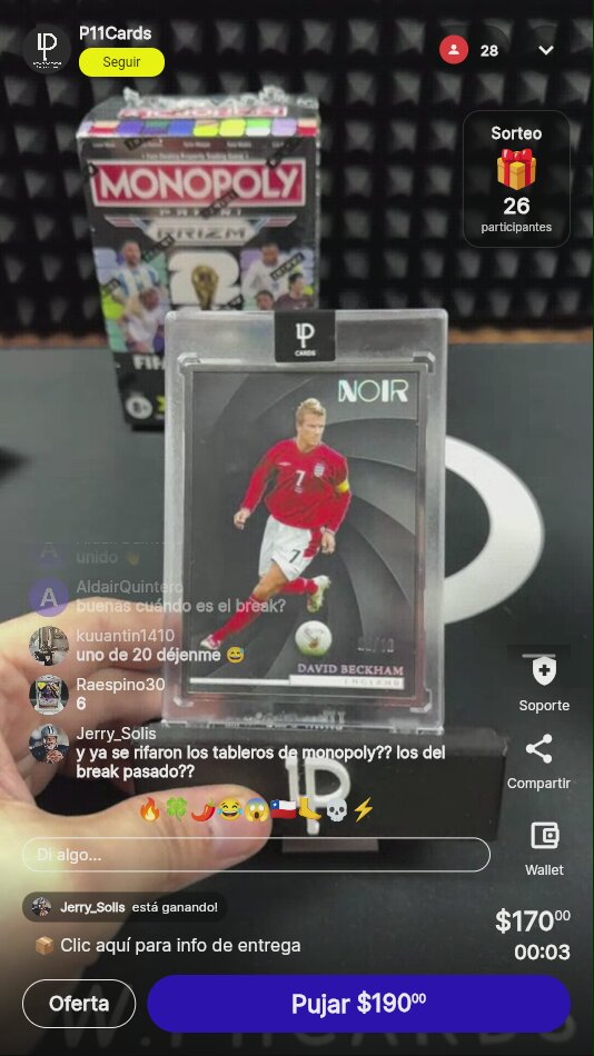 David Beckham Panini Noir Soccer